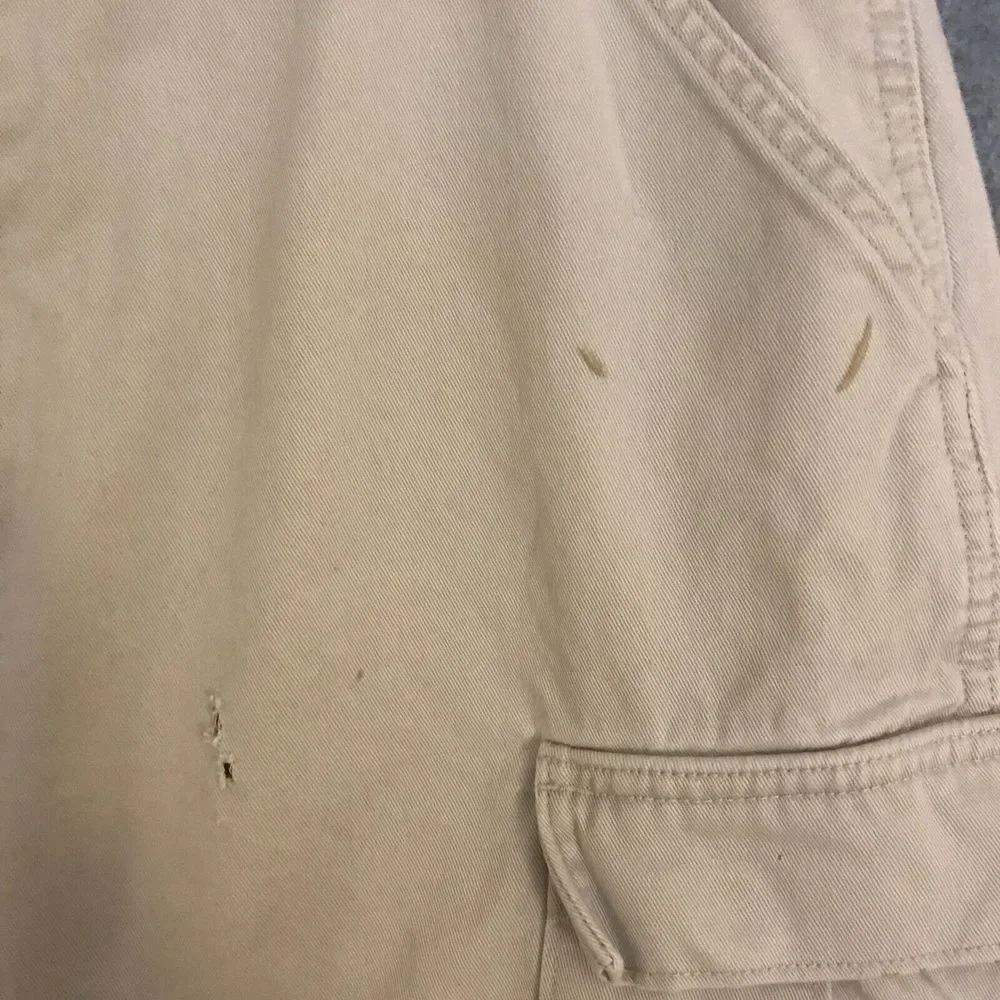 Polo Jeans Co Ralph Lauren Cargo Shorts Mens 33 Khaki Y2K Baggy Button Fly‎ READ